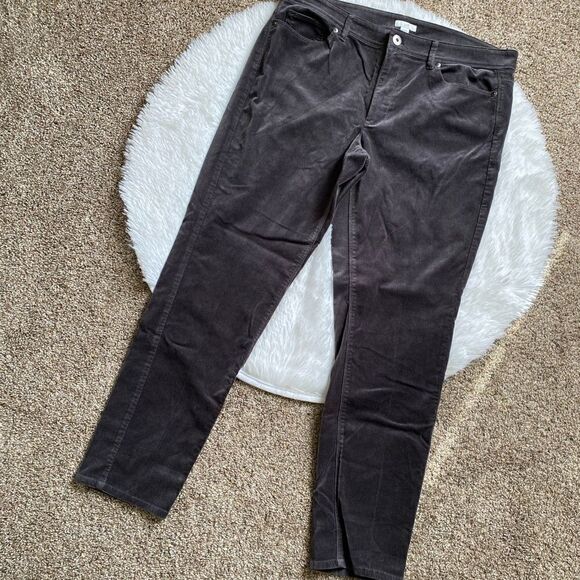J. Jill Velour Velvet Gray Straight Leg Pants Women’s Size 12 - Picture 1 of 7